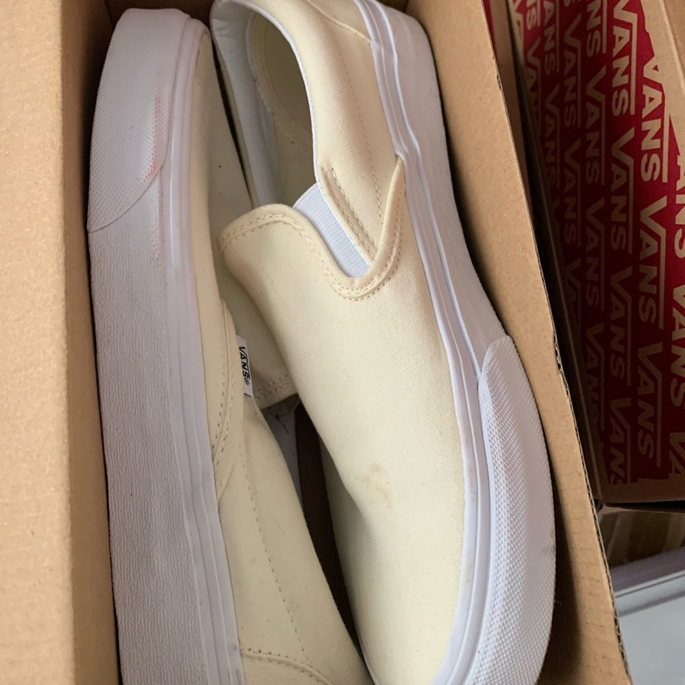 off white vans worn twice, womens 10